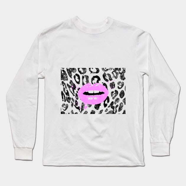 Lips, pink lips Long Sleeve T-Shirt by RosaliArt